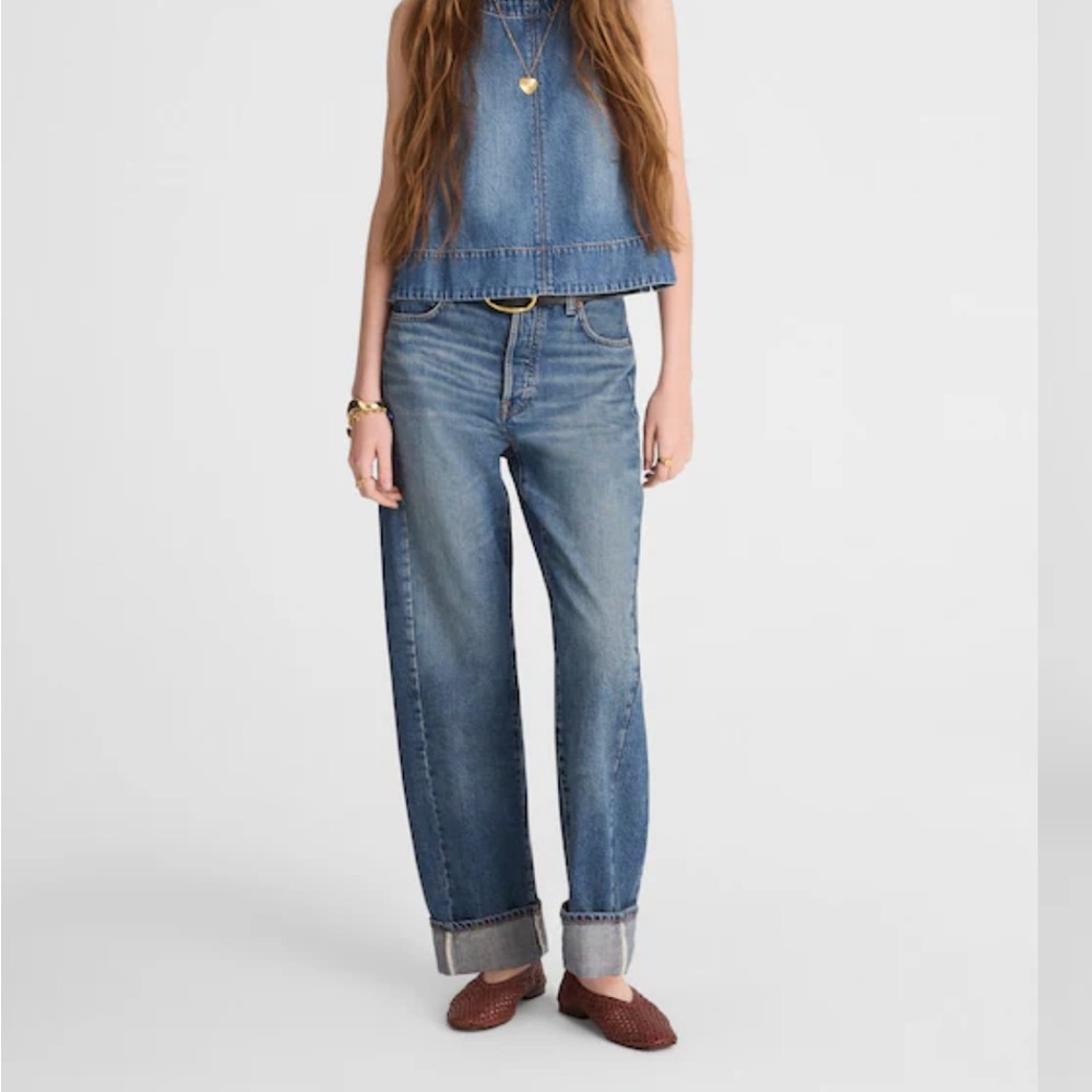 NWOT Madewell The Pieced Barrel-Leg Full-Length Jean